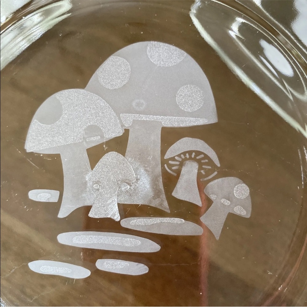 8 Mushroom Plate Vintage MCM Bonwit Teller 1950's Clear Glass Salad Dish SET - Picture 4 of 11